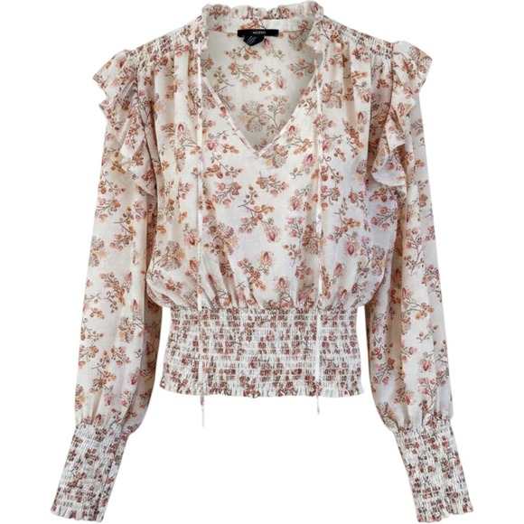 Forever 21 Tops - Y2K Forever 21 Medium Ruffle Shirt Regency Boho Cottage Ditsy Floral Prairie